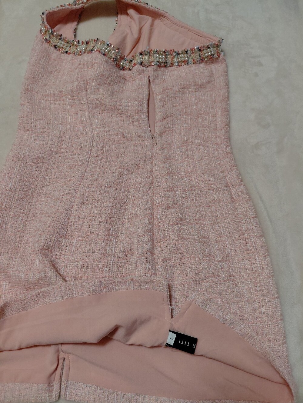 Sister Titi Pink  Mini Dress Beaded Rhinestone Trim Size S - Picture 3 of 3